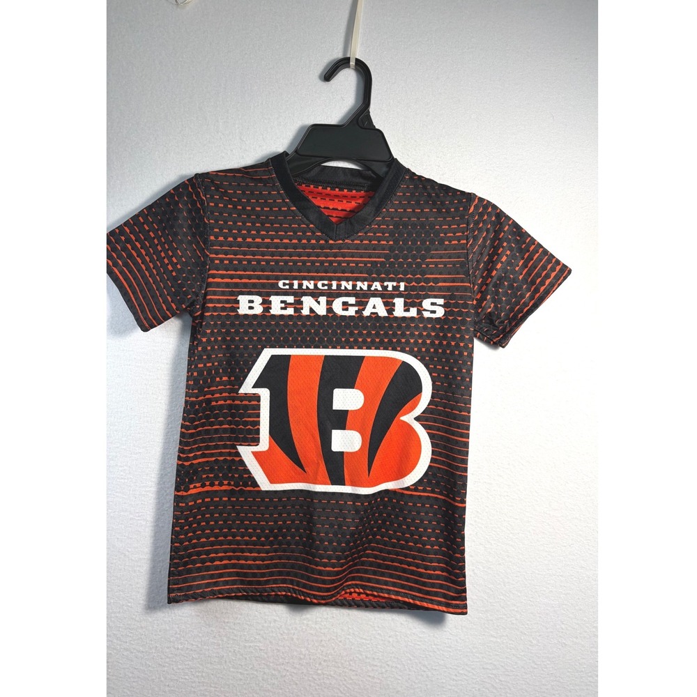 NFL Cincinnati Bengals Jersey Boys Small Orange Black Excellent Flag Football